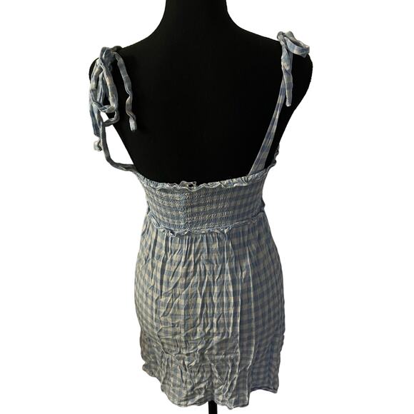 Reformation Dawson Gingham Short Mini Dress XS Women’s Blue - Picture 2 of 6